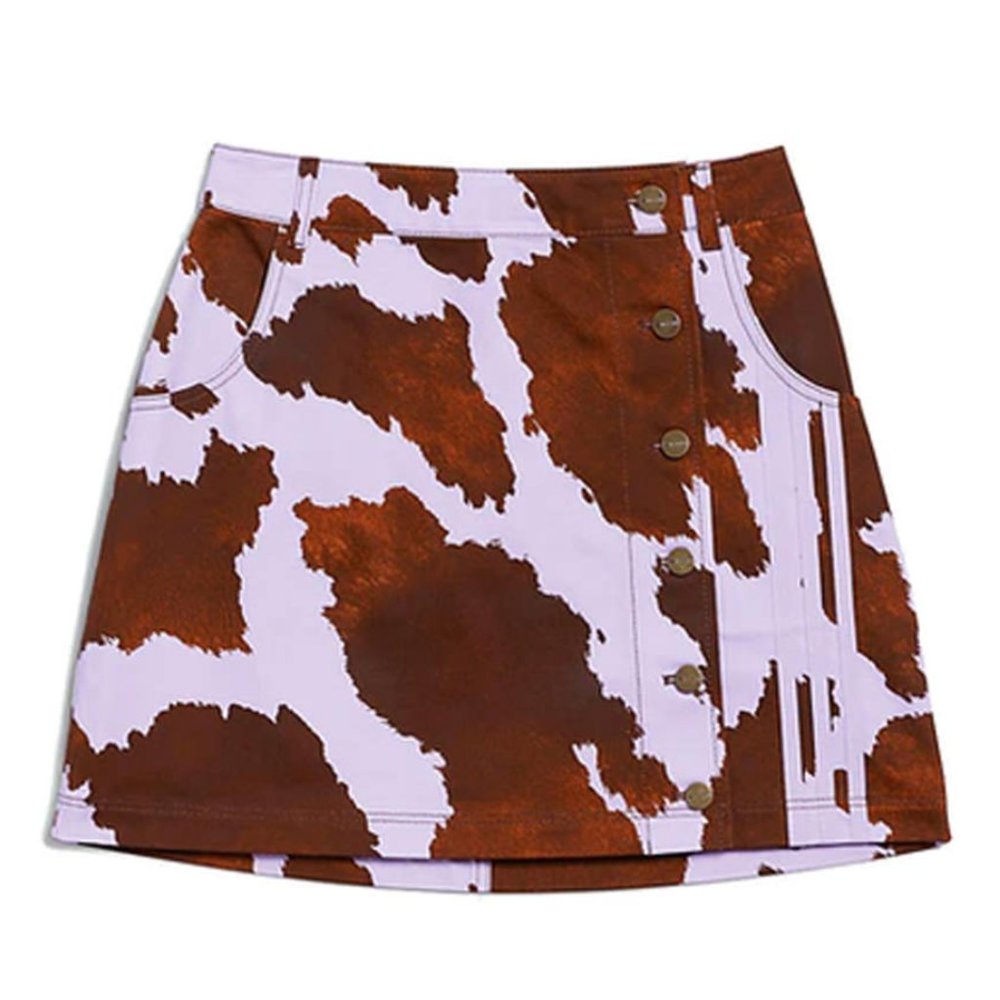 Adidas x Ivy Park Purple Denim Cow Print Skirt Size S NEW WITH TAGS